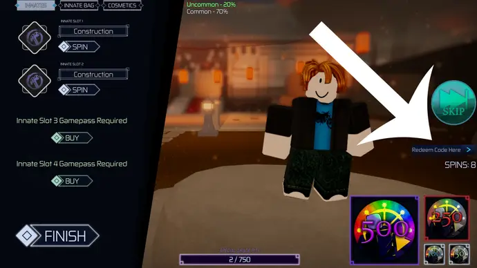 Enter the code and click the arrow button